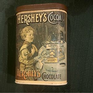 VINTAGE 1984 HERSHEY'S COCOA BITTER SWEETS CHOCOLATE TIN MADE IN ENGLAND